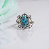 'BIA' Blue Copper Turquoise 925 Solid Sterling Silver Ring