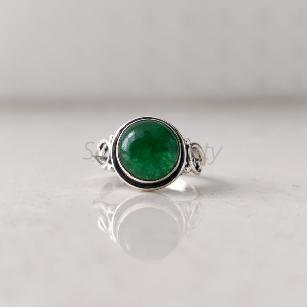 Natural Jade, 925 Solid Sterling Silver Designer Ring