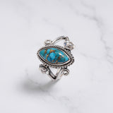 'BIA' Blue Copper Turquoise 925 Solid Sterling Silver Ring