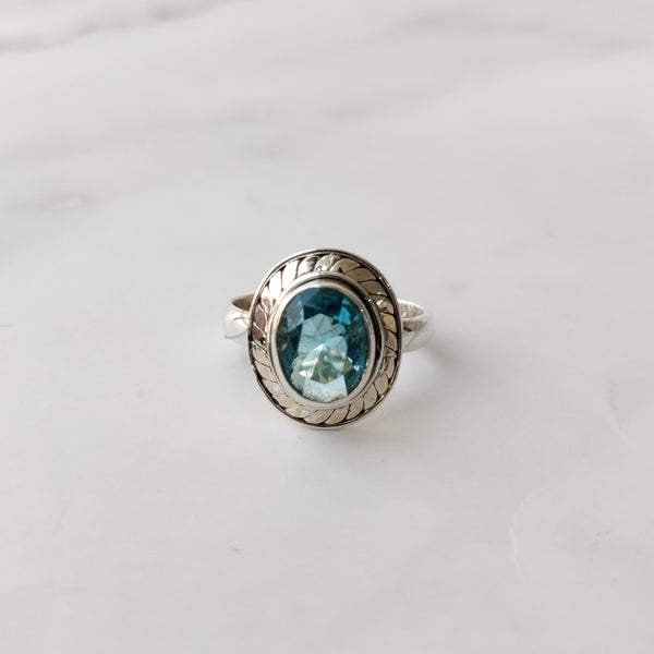 'BIA' Blue Topaz Ring, 925 Solid Sterling Silver Ring