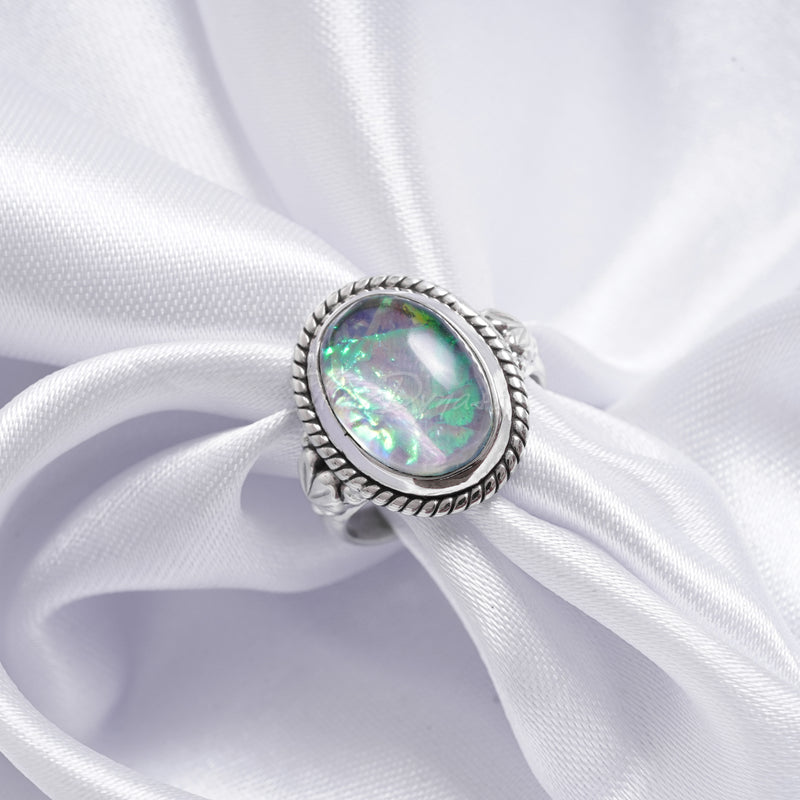 'Dashing' Dichroic Glass 925 Solid Sterling Silver Ring