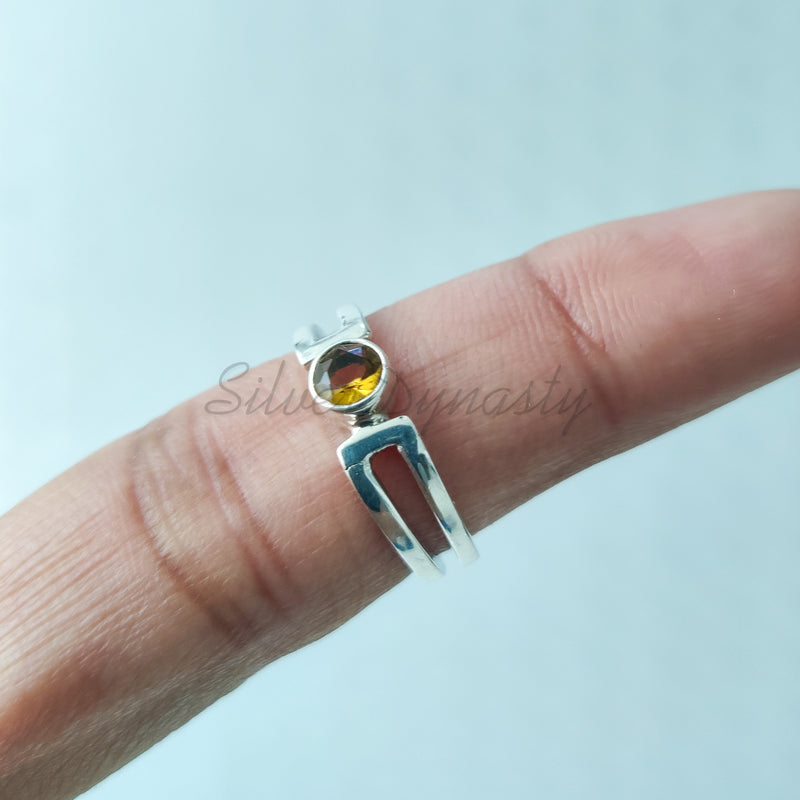 Citrine Ring, 925 Solid Sterling Silver Ring