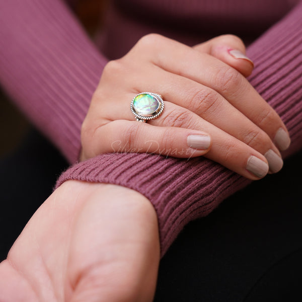 'Dashing' Dichroic Glass 925 Solid Sterling Silver Ring