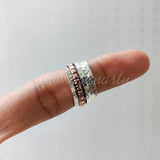 Spinner Ring, 925 Solid Sterling Silver Band, Silver + Copper Spin