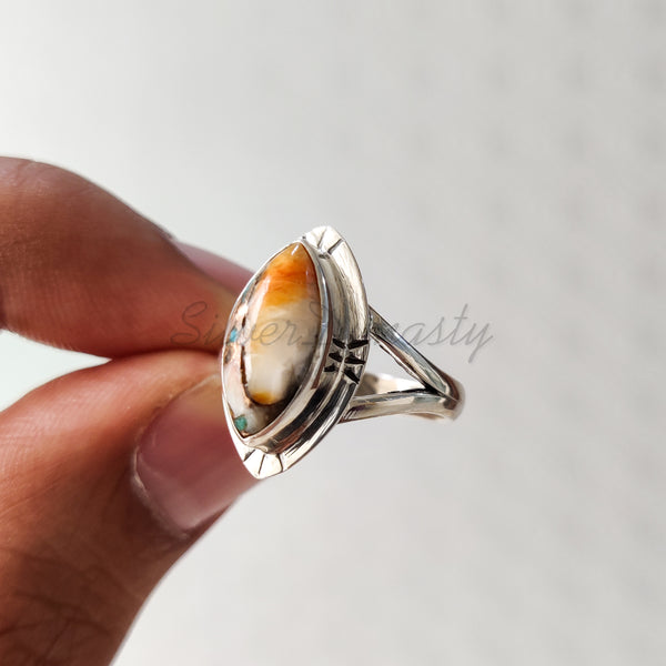 'Cocktail' Oyster Copper Turquoise 925 Solid Sterling Silver Ring