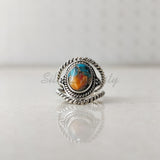 'Designer' Oyster Copper Turquoise 925 Solid Sterling Silver Ring