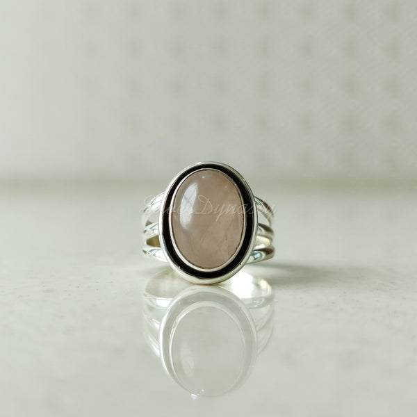 'Statement' Rose Quartz Ring 925 Solid Sterling Silver Ring