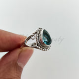 'Boho' Blue Topaz 925 Solid Sterling Silver Designer Ring