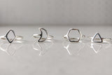 Silver Star Band, 925 Solid Sterling Silver Ring, Set of Four (4)