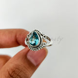 'Boho' Blue Topaz 925 Solid Sterling Silver Designer Ring