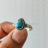 'Fortuna' Blue Copper Turquoise 925 Solid Sterling Silver Ring