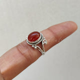 'Modern' Carnelian 925 Solid Sterling Silver Ring