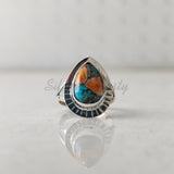 'Cocktail' Oyster Copper Turquoise 925 Solid Sterling Silver Ring