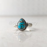 'Fortuna' Blue Copper Turquoise 925 Solid Sterling Silver Ring