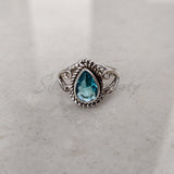 'Boho' Blue Topaz 925 Solid Sterling Silver Designer Ring