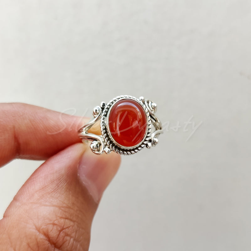 'Modern' Carnelian 925 Solid Sterling Silver Ring