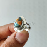 'Cocktail' Oyster Copper Turquoise 925 Solid Sterling Silver Ring