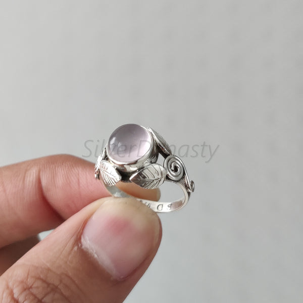 'Designer' Rose Quartz Ring 925 Solid Sterling Silver Ring