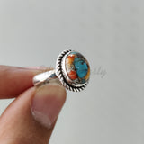 'Minimalist' Oyster Copper Turquoise 925 Solid Sterling Silver Ring