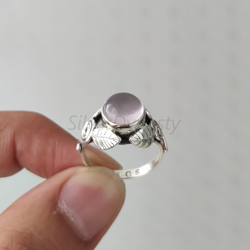 'Designer' Rose Quartz Ring 925 Solid Sterling Silver Ring