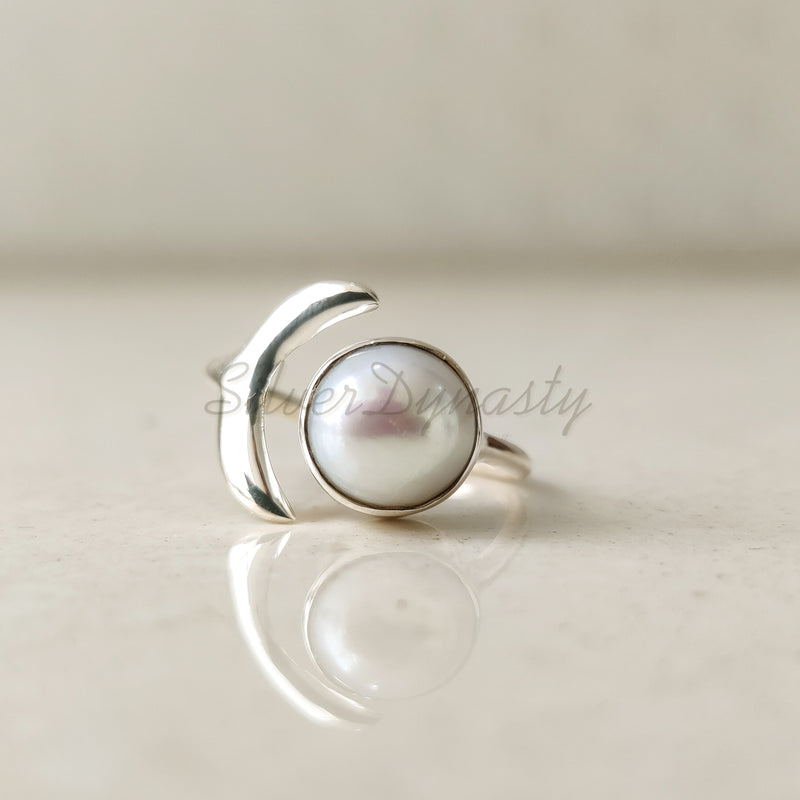 'Fortuna' Pearl 925 Solid Sterling Silver Ring