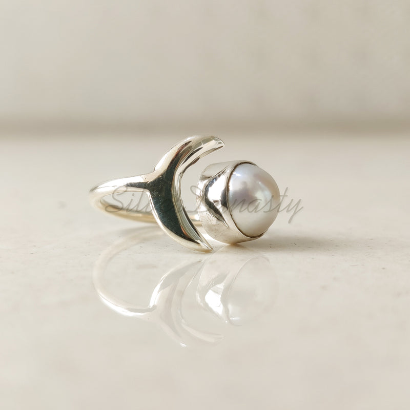 'Fortuna' Pearl 925 Solid Sterling Silver Ring