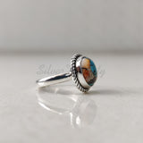 'Minimalist' Oyster Copper Turquoise 925 Solid Sterling Silver Ring