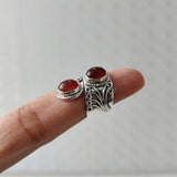 'Modern' Carnelian 925 Solid Sterling Silver Double Stone Ring