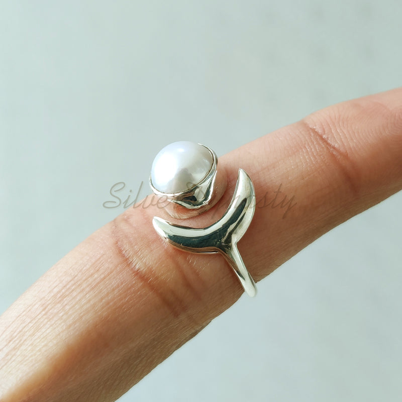 'Fortuna' Pearl 925 Solid Sterling Silver Ring