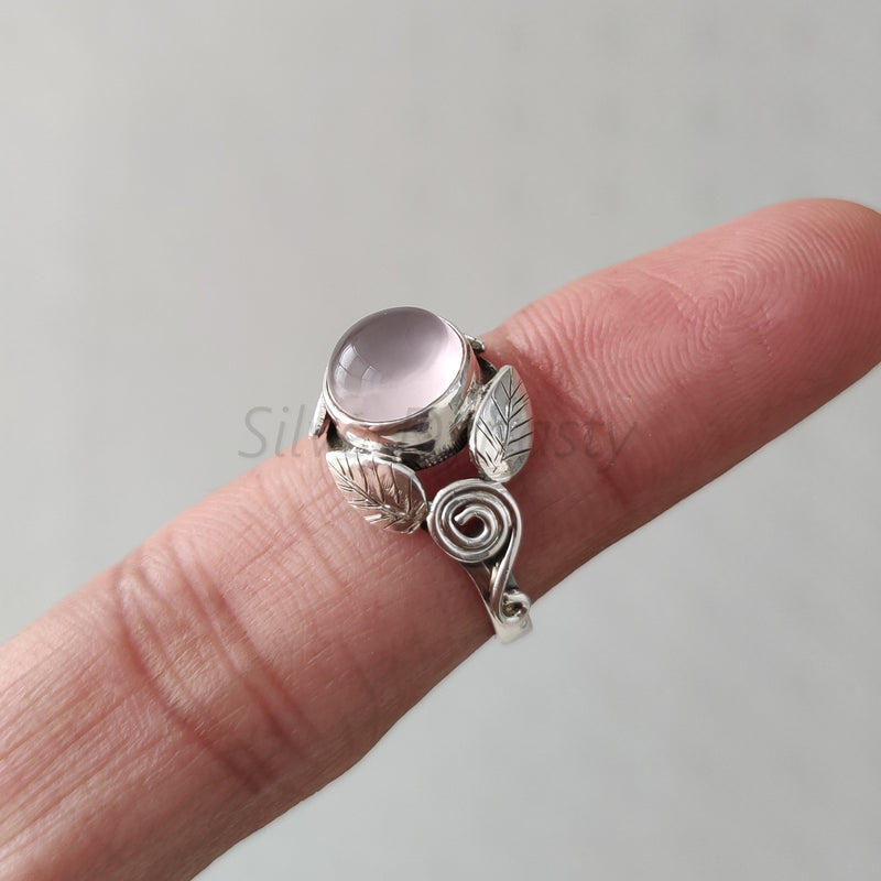 'Designer' Rose Quartz Ring 925 Solid Sterling Silver Ring