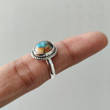 'Minimalist' Oyster Copper Turquoise 925 Solid Sterling Silver Ring