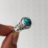 'BIA' Blue Copper Turquoise 925 Solid Sterling Silver Ring