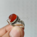 'Modern' Carnelian 925 Solid Sterling Silver Minimalist Ring