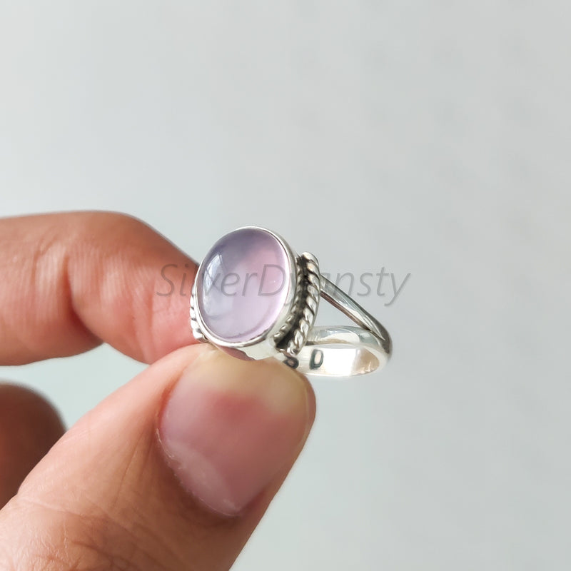 'Boho' Rose Quartz Ring 925 Solid Sterling Silver Ring