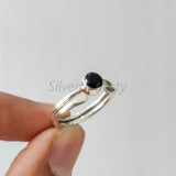 'BIA' Black Onyx 925 Solid Sterling Silver Ring Round