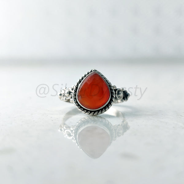 'Modern' Carnelian 925 Solid Sterling Silver Minimalist Ring