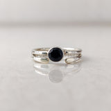 'BIA' Black Onyx 925 Solid Sterling Silver Ring Round