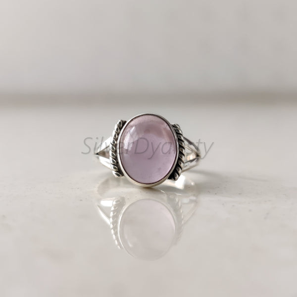 'Boho' Rose Quartz Ring 925 Solid Sterling Silver Ring