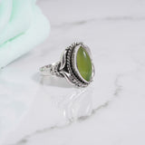 Natural Peridot, 925 Solid Sterling Silver Ring Cabochon