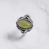 Natural Peridot, 925 Solid Sterling Silver Ring Cabochon