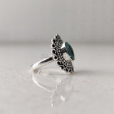 'Boho' Blue Topaz 925 Solid Sterling Silver Flower Ring