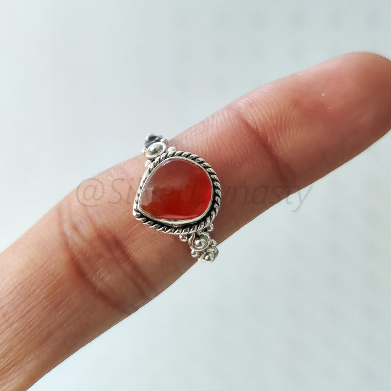 'Modern' Carnelian 925 Solid Sterling Silver Minimalist Ring