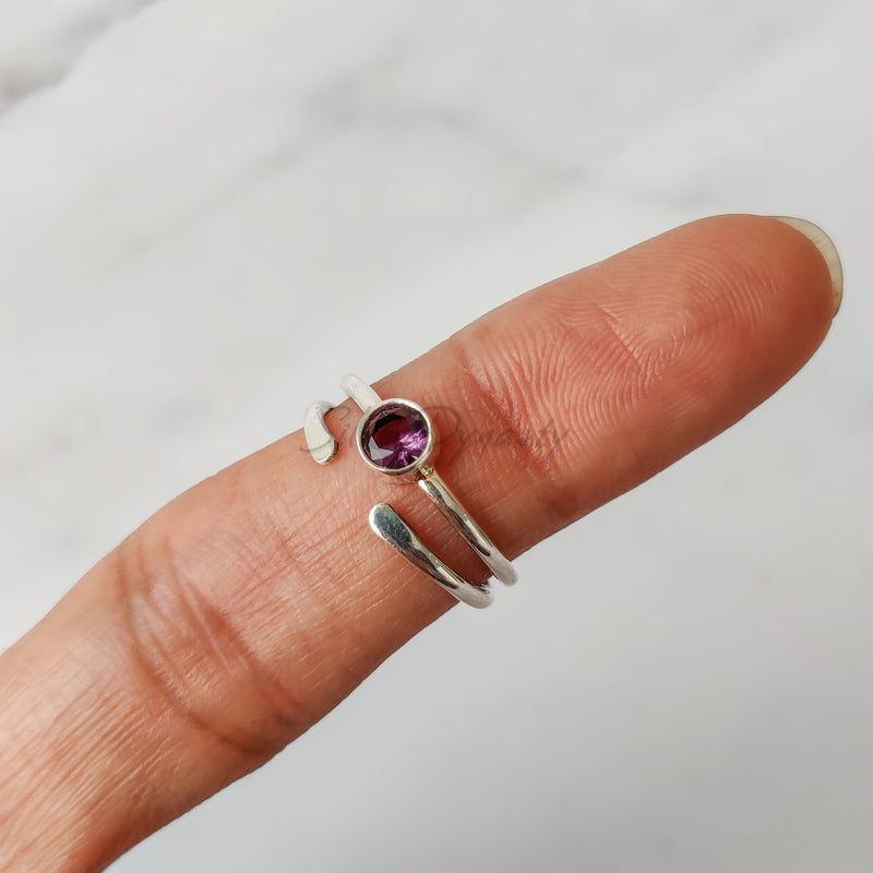 'Boho' Amethyst Ring, 925 Solid Sterling Silver Ring