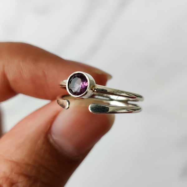 'Boho' Amethyst Ring, 925 Solid Sterling Silver Ring