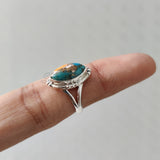 'Statement' Oyster Copper Turquoise 925 Solid Sterling Silver Ring