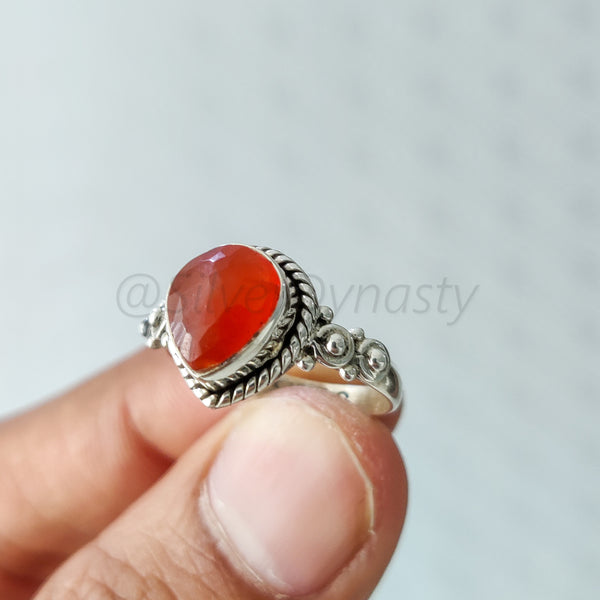 'Modern' Carnelian 925 Solid Sterling Silver Minimalist Ring