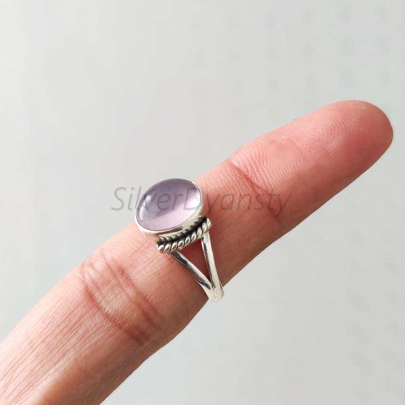 'Boho' Rose Quartz Ring 925 Solid Sterling Silver Ring