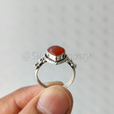 'Modern' Carnelian 925 Solid Sterling Silver Minimalist Ring