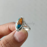 'Statement' Oyster Copper Turquoise 925 Solid Sterling Silver Ring