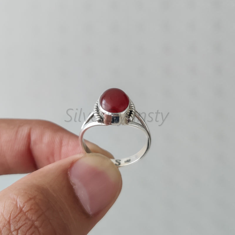 'Modern' Carnelian 925 Solid Sterling Silver Designer Ring